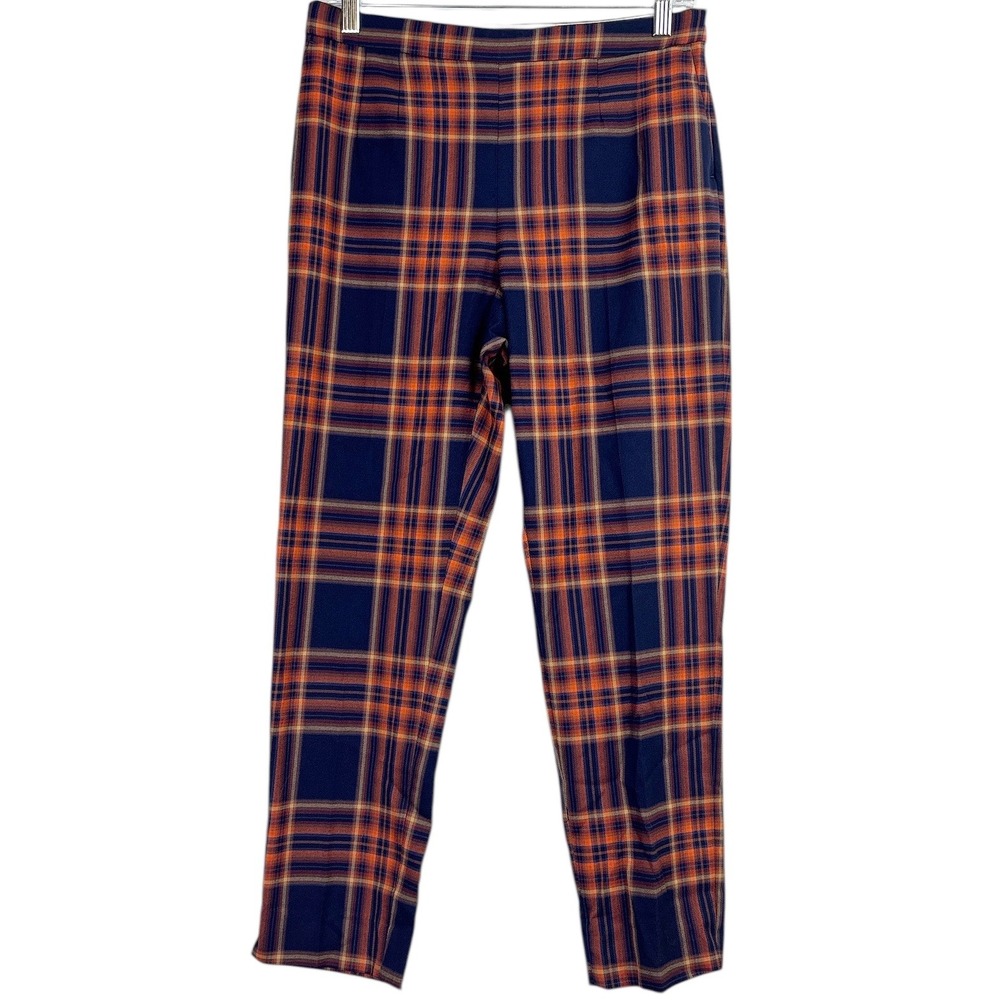 Riley & Rae Plaid Ankle Pants Women's Size 4 Orange Blue Modern Vintage Preppy‎